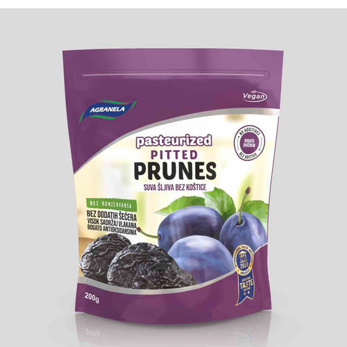 Pausterized pitted prunes
