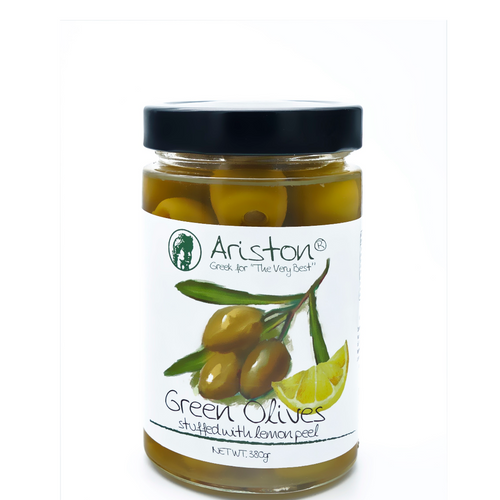 Ariston Green Olives Stuffed with Lemon Peel