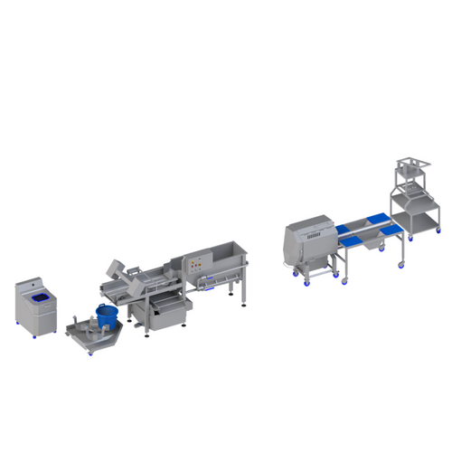 Processing line for salad, fruit and veg