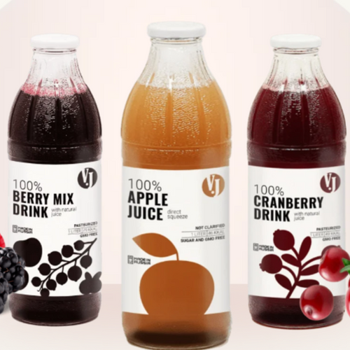 Cold-pressed juices and berry drinks